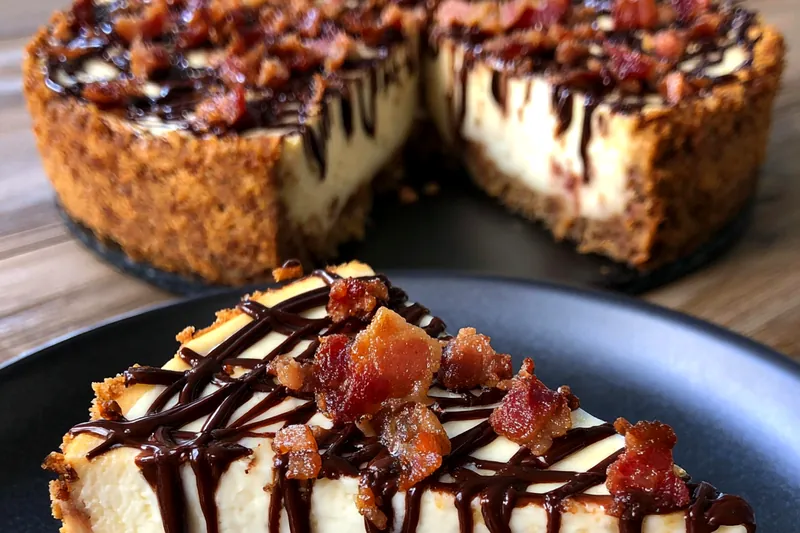 Cooking process for Bacon Chocolate Caramel Cheesecake