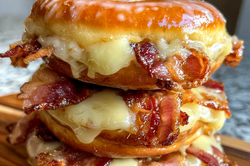 Cooking process for Bacon Maple Glazed Donuts