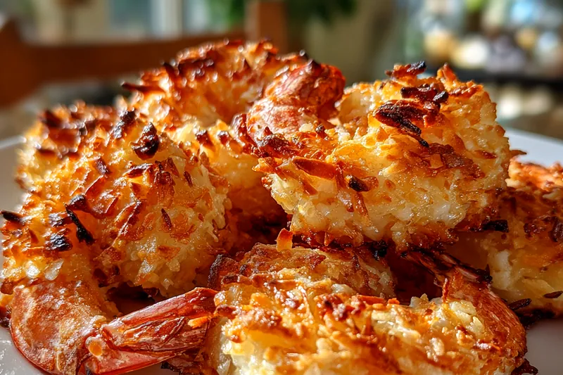 Fresh shrimp, coconut, and spices laid out for baking