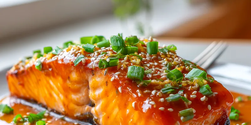 Bang Bang Salmon served on a plate