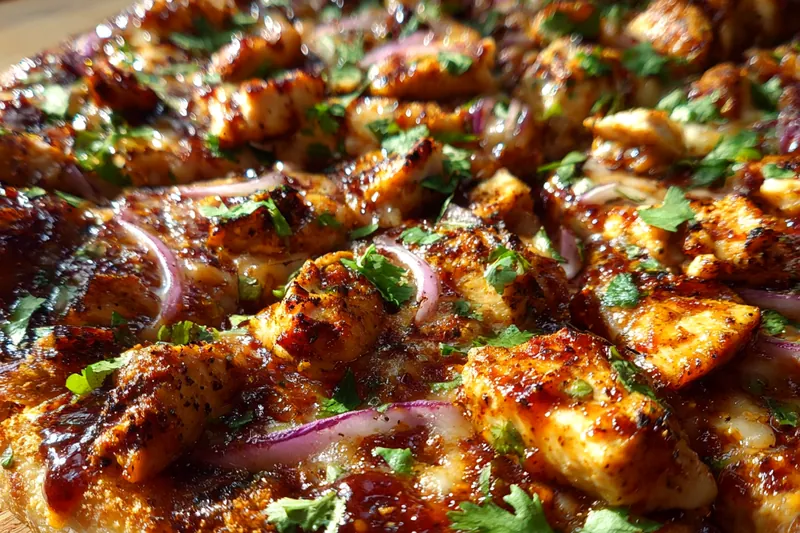 Cooking process for BBQ Chicken Pizza Delight