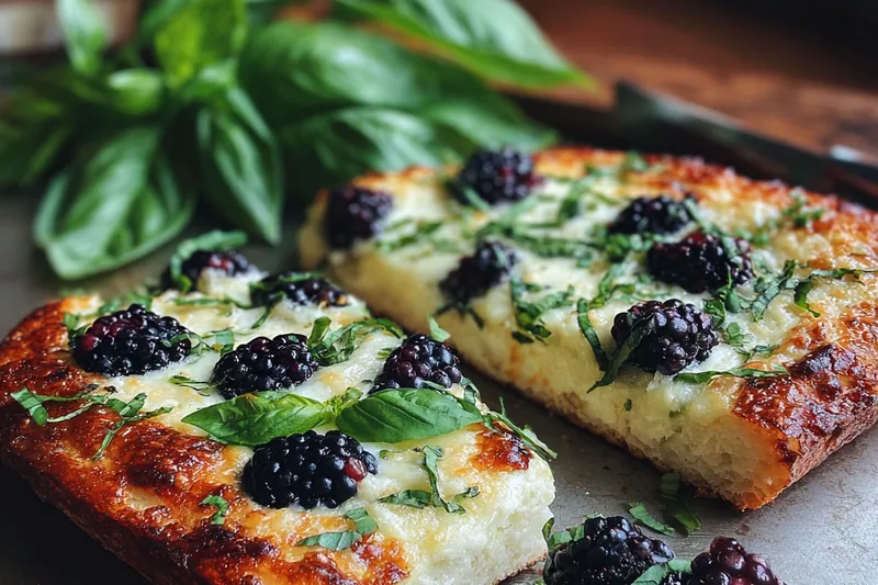 Cooking process for Blackberry Basil Ricotta Pizza