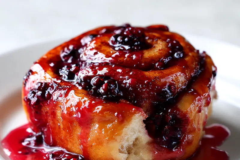 Ingredients for blackberry cinnamon rolls laid out on a counter