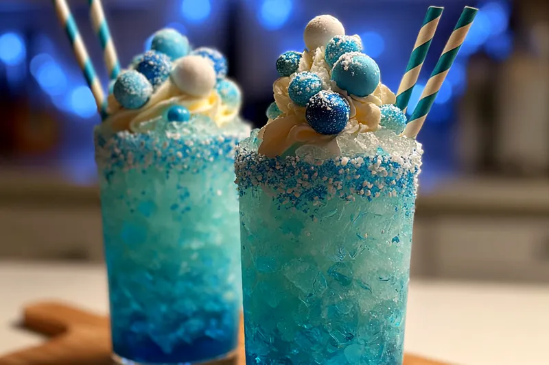 Fresh ingredients for Blue Frosty Punch