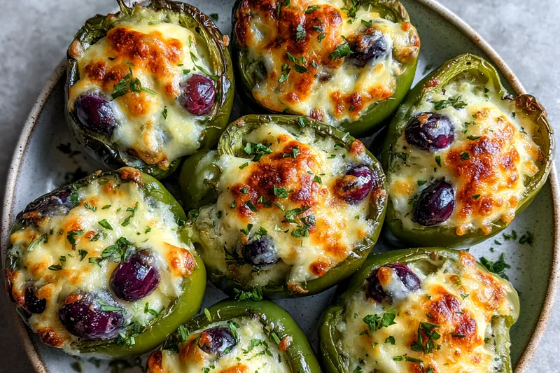 Cooking process for Blueberry Brie Stuffed Peppers