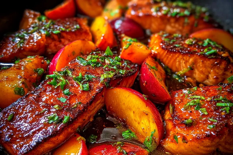 Cooking process for Bourbon Glazed Salmon Delight