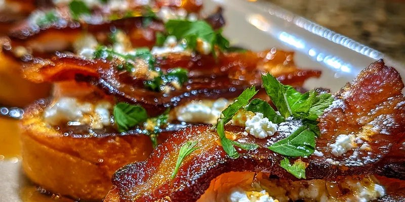 Delicious Bourbon Maple Bacon Toast served on a plate
