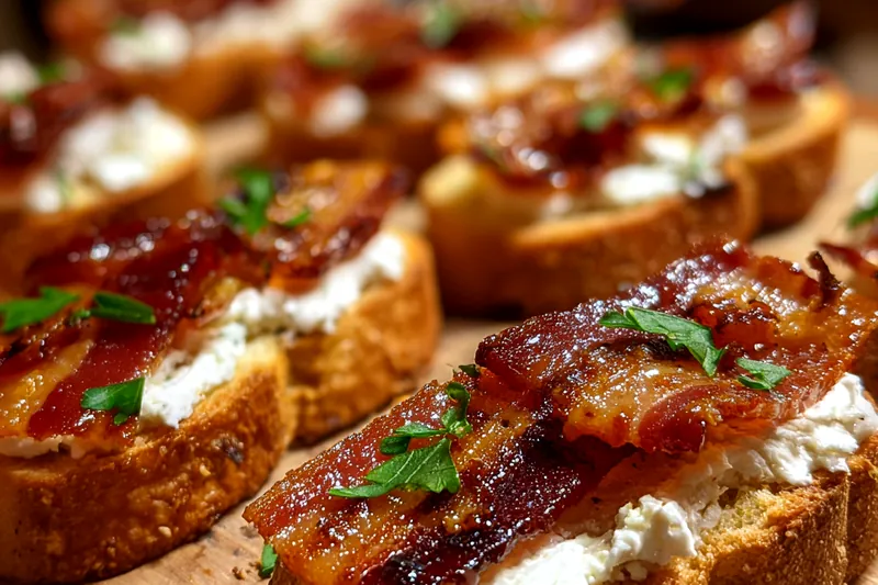 Cooking process for Candied Bacon Crostini