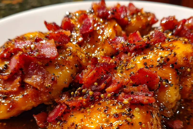 Cooking process for Caramelized Bacon Chicken Delight
