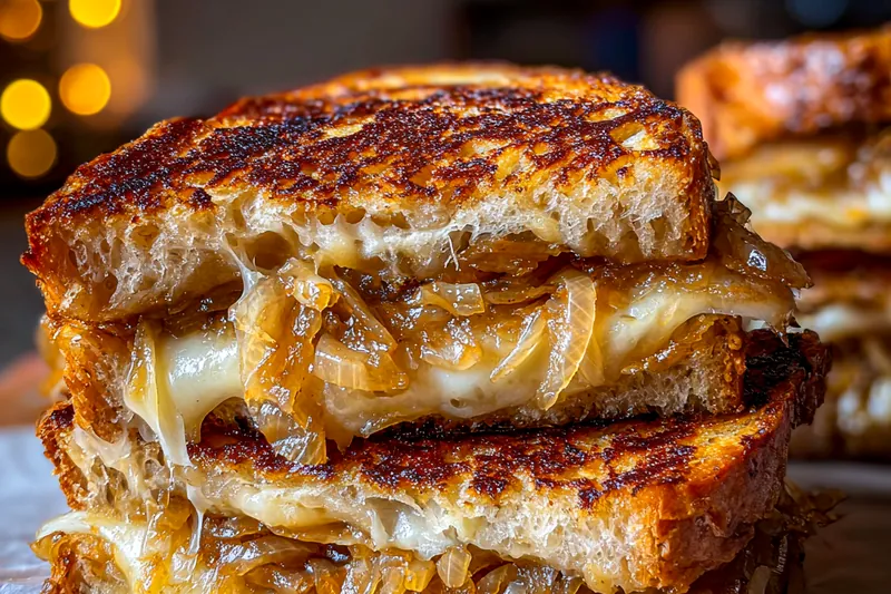 Cooking process for Caramelized Onion Grilled Cheese