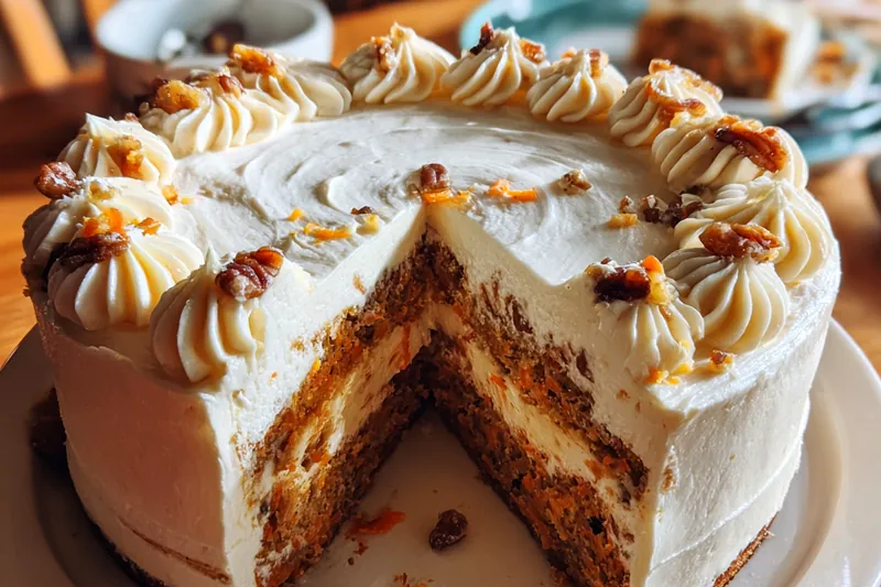 Baking Carrot Cake Cream Cheesecake in the oven