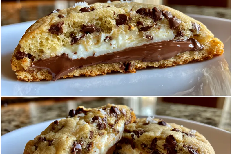 Baking process of Decadent Cheesecake Cookies Delight, with cookies rising in the oven.