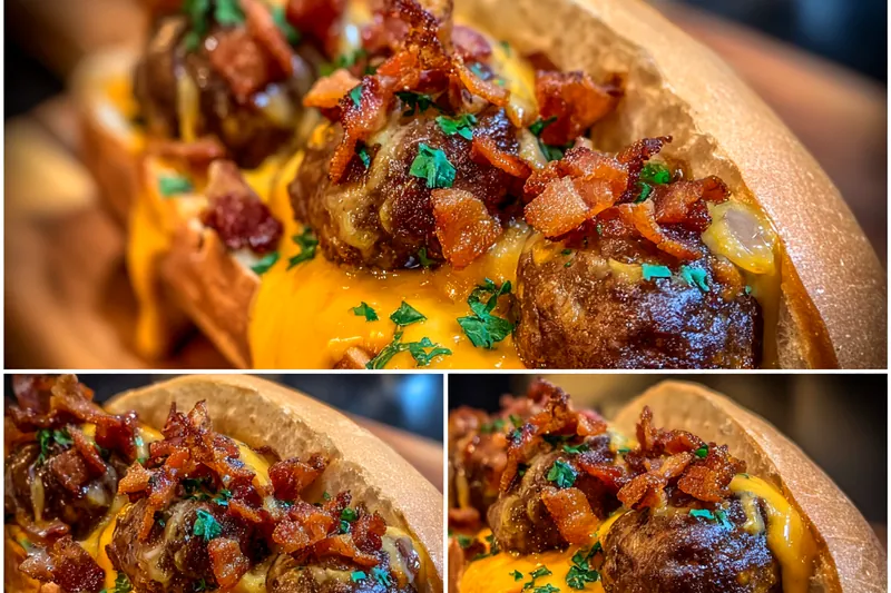 Fresh ingredients for Cheesy Bacon Meatball Sub