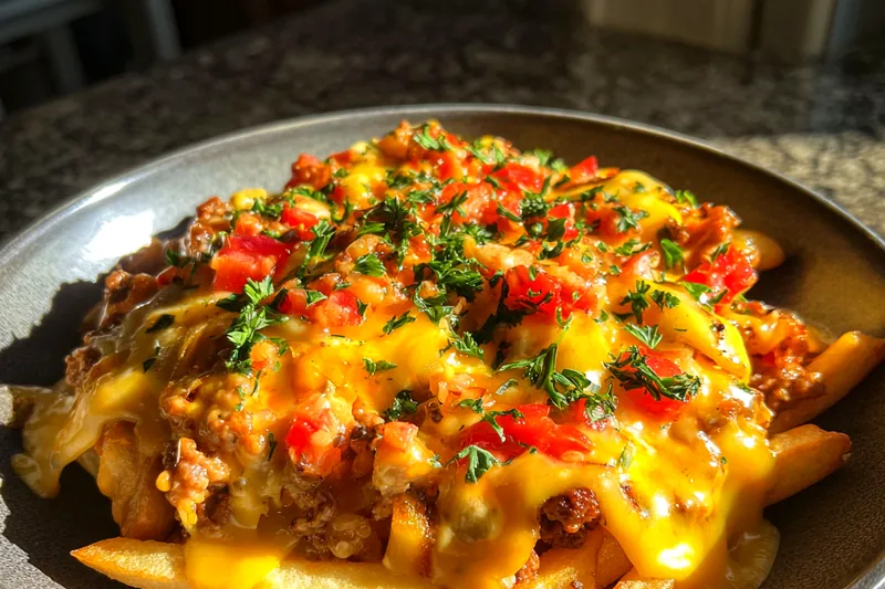 Cooking process for Cheesy Beef Fry Bake