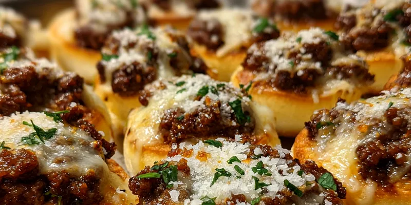 Delicious Cheesy Garlic Beef Buns served on a plate