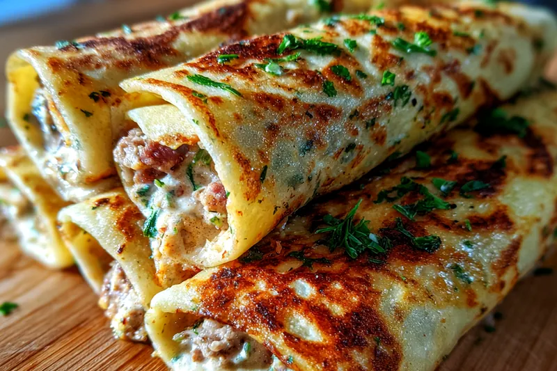 Cooking process for Cheesy Garlic Chicken Wraps