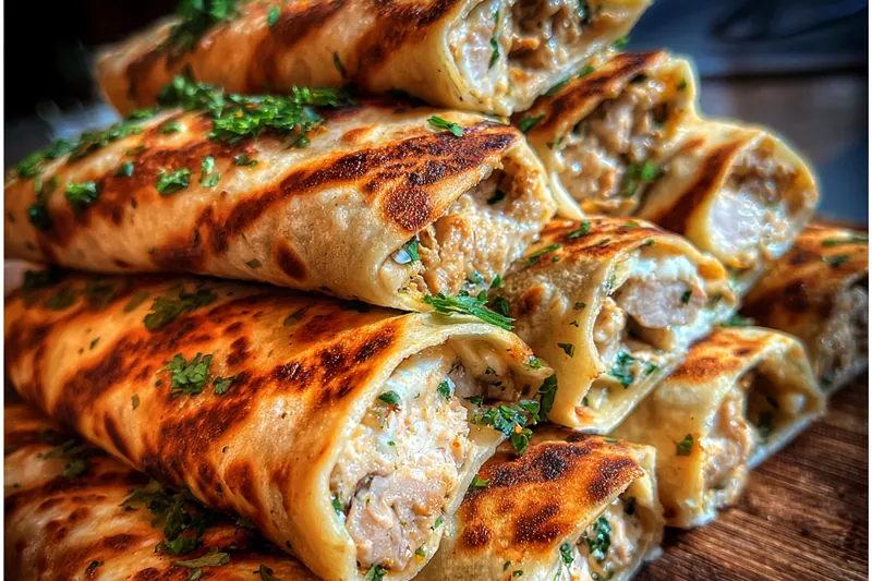 Fresh ingredients for Cheesy Garlic Chicken Wraps
