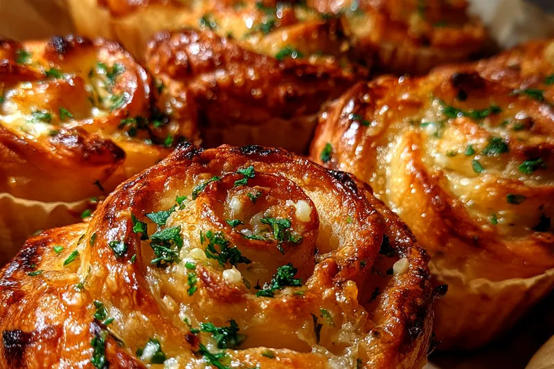 Cooking process for Cheesy Garlic Pastry Rolls