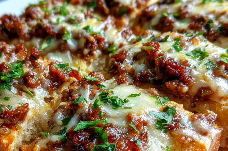 Cooking process for Cheesy Garlic Sloppy Joes