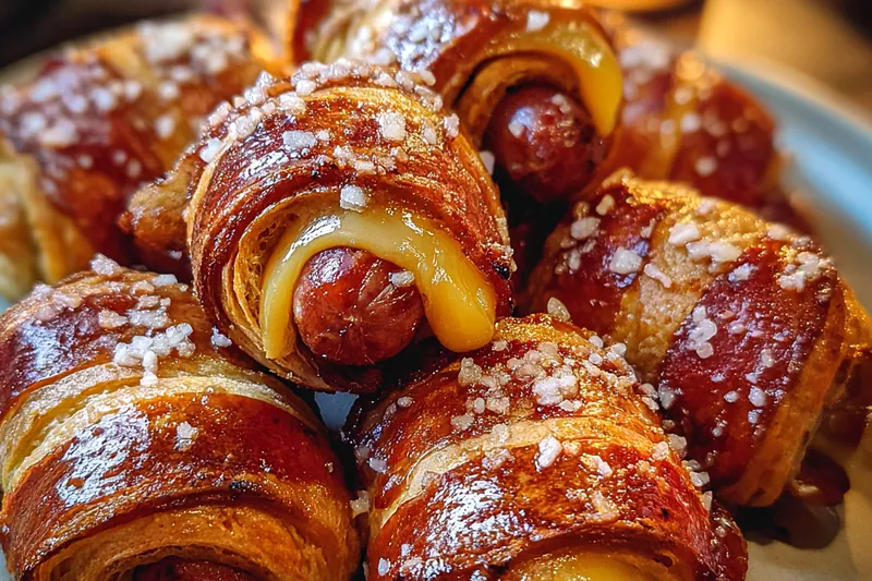 Cooking process for Cheesy Pretzel Sausage Rolls