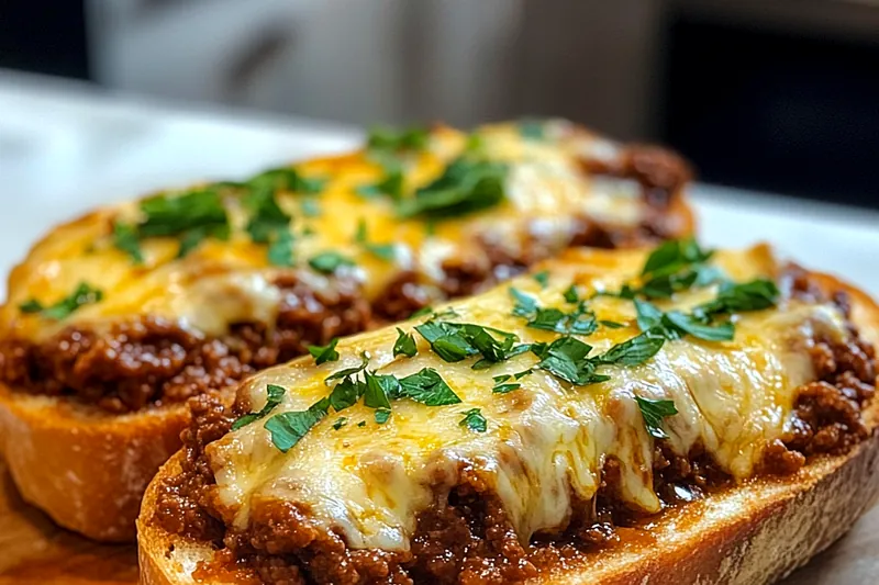 Chef Mitchell stirring the cheesy Sloppy Joe mixture in a skillet, showcasing the delicious blend of ingredients.