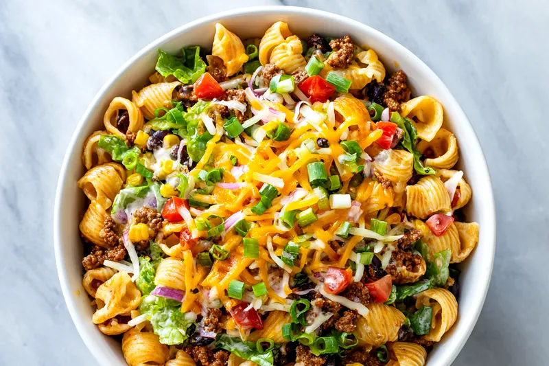 Cooking ground meat for the taco pasta salad