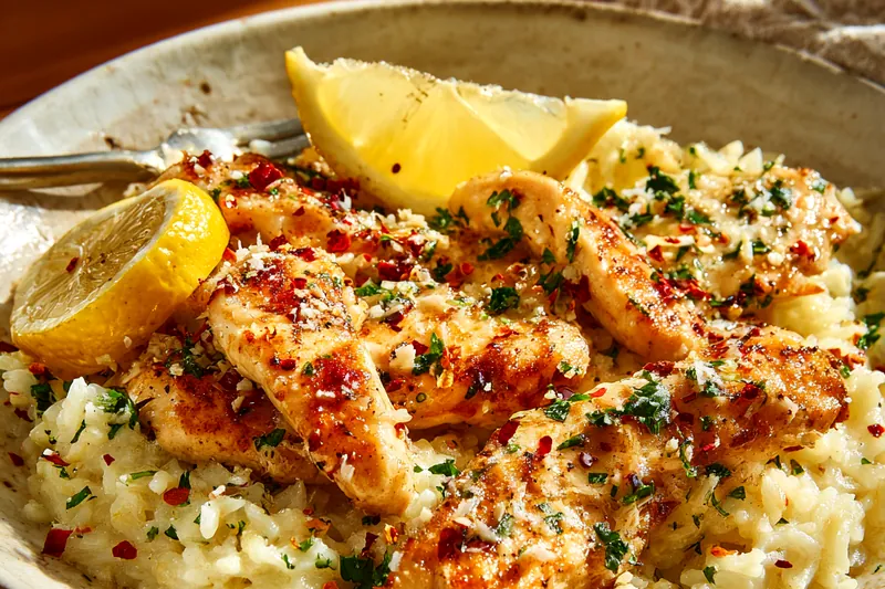 Delicious Chicken Scampi cooking in a skillet