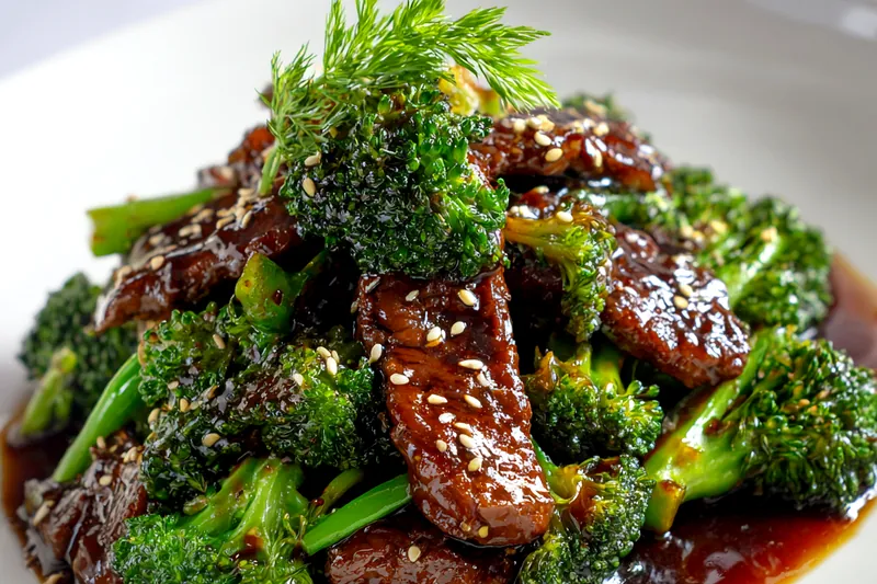 Ingredients for Chinese Beef and Broccoli laid out on a kitchen counter