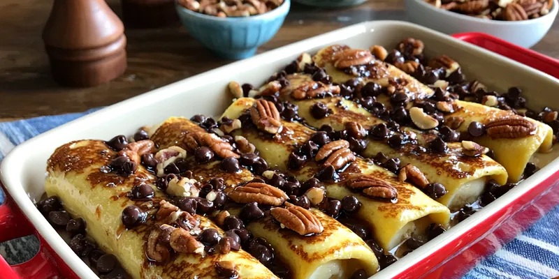 Delicious Chocolate Chip Pancake Bake served on a plate