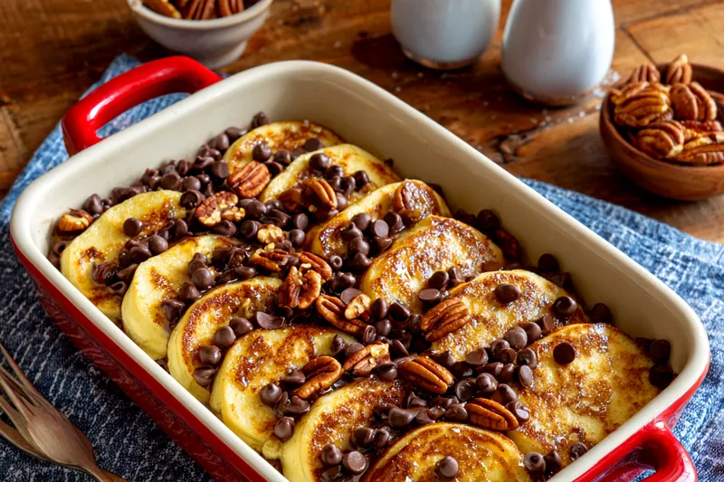 Fresh ingredients for Chocolate Chip Pancake Bake