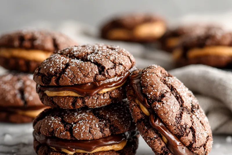 Baking chocolate crinkle cookies in the oven