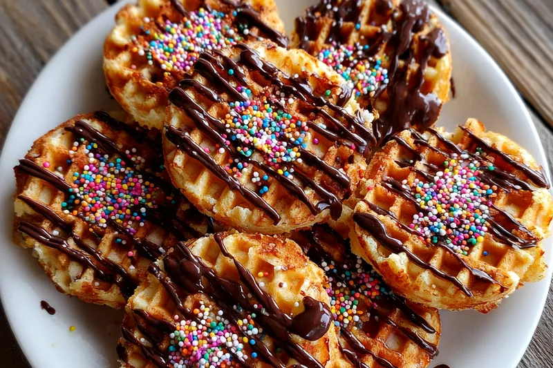 Cooking process for Chocolate Drizzled Waffle Bites