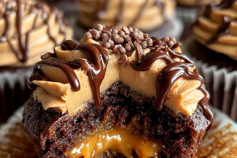 Cooking process for Indulgent Chocolate Peanut Butter Cupcakes