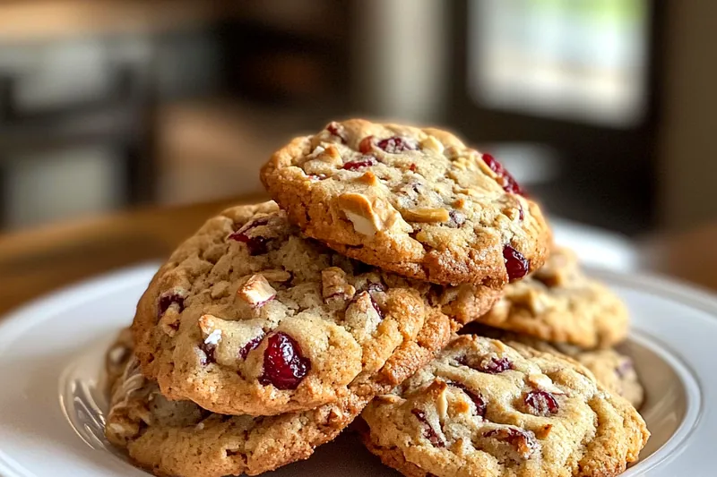 Baking process of Festive Cranberry Orange Cookies in the oven, showing golden edges.