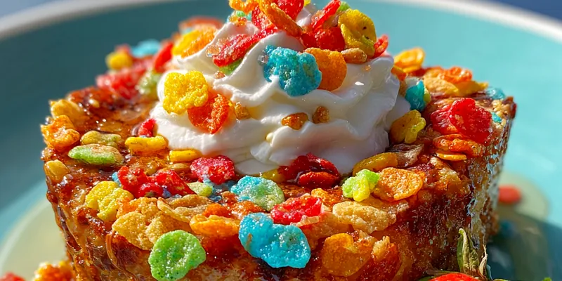 Delicious Colorful Cereal Toast Delight served on a plate