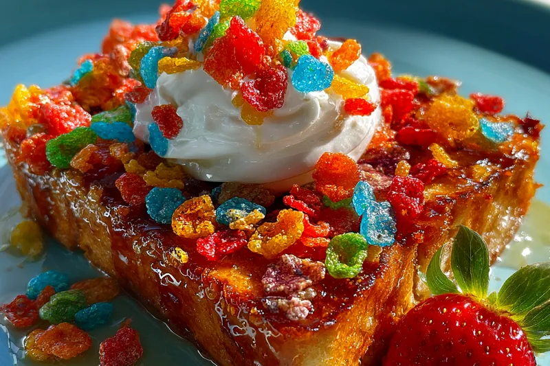 Fresh ingredients for Colorful Cereal Toast Delight