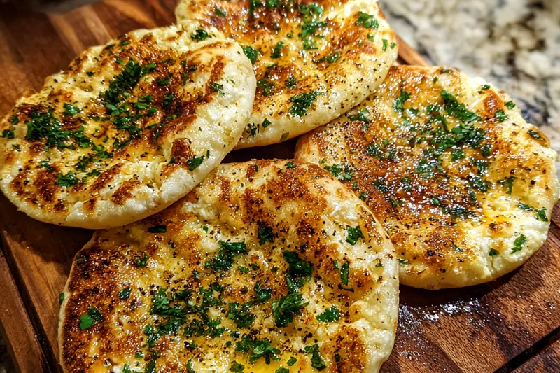 A skilled hand flipping a golden brown Homemade Cottage Cheese Flatbread on a skillet, capturing the cooking process.