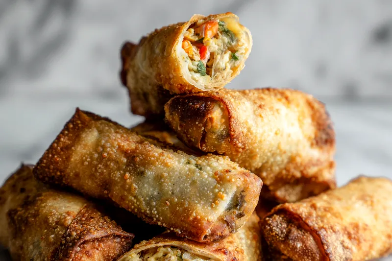 Fresh ingredients ready for crab cake egg rolls