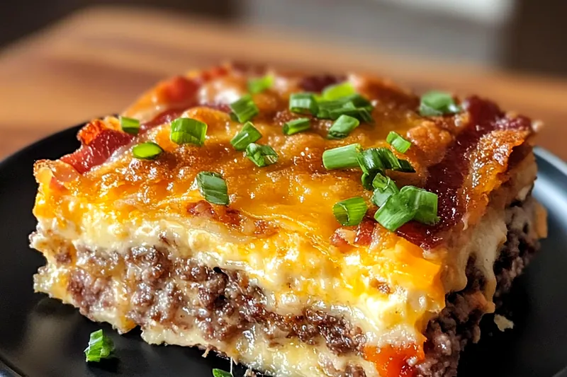 The process of baking Savory Breakfast Casserole Delight, showing the casserole bubbling and golden brown on top.