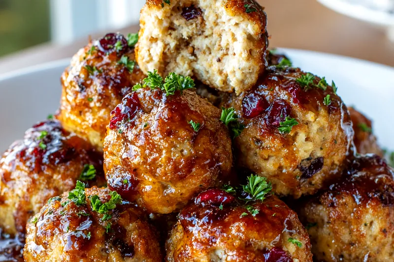 Fresh ingredients for making Cranberry Turkey Stuffing Balls