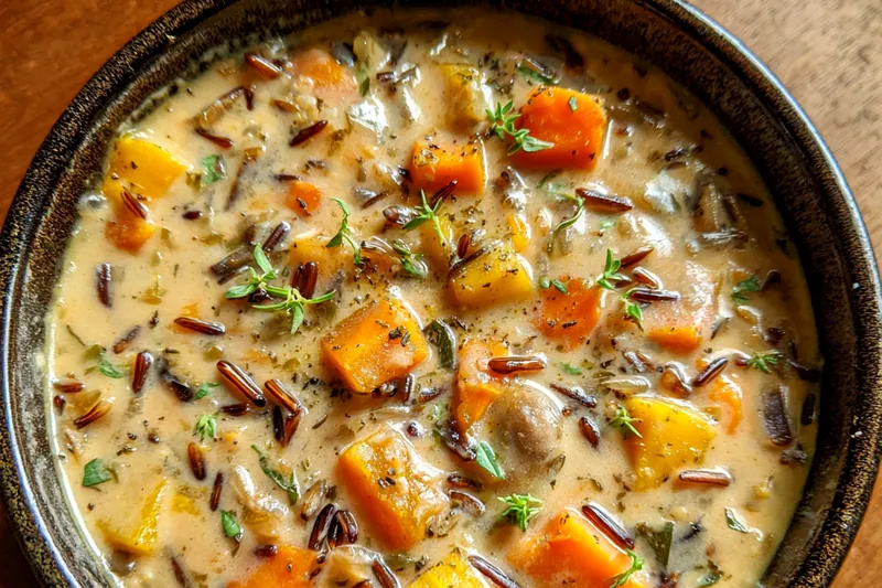 Fresh ingredients for Creamy Autumn Wild Rice Soup
