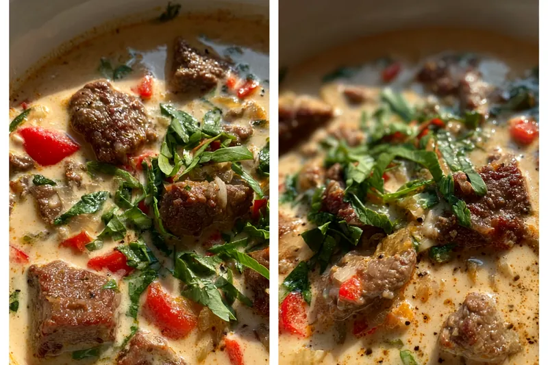 Fresh ingredients for Creamy Beef Pepper Soup