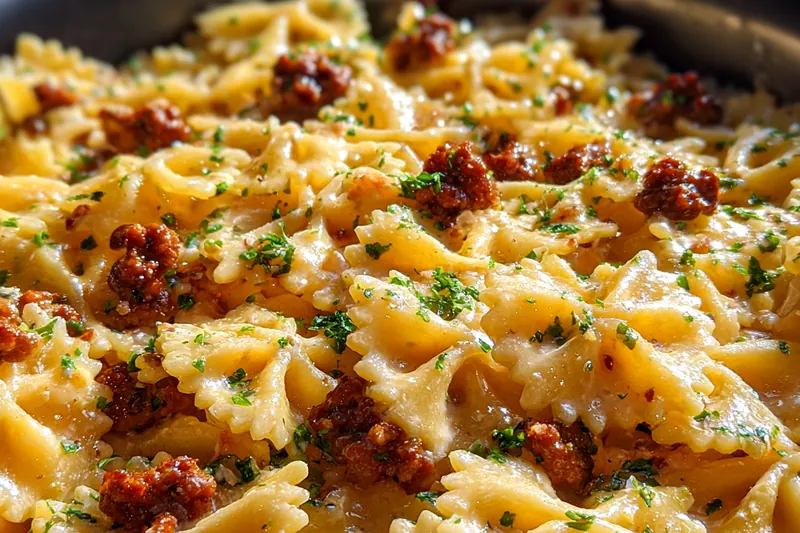 Cooking process for Creamy Cajun Bowtie Pasta