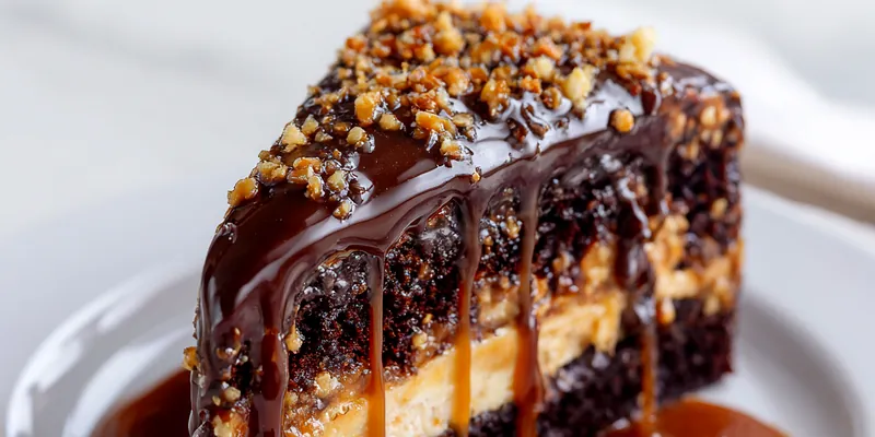 Creamy Chocolate Caramel Toffee Crunch Cake