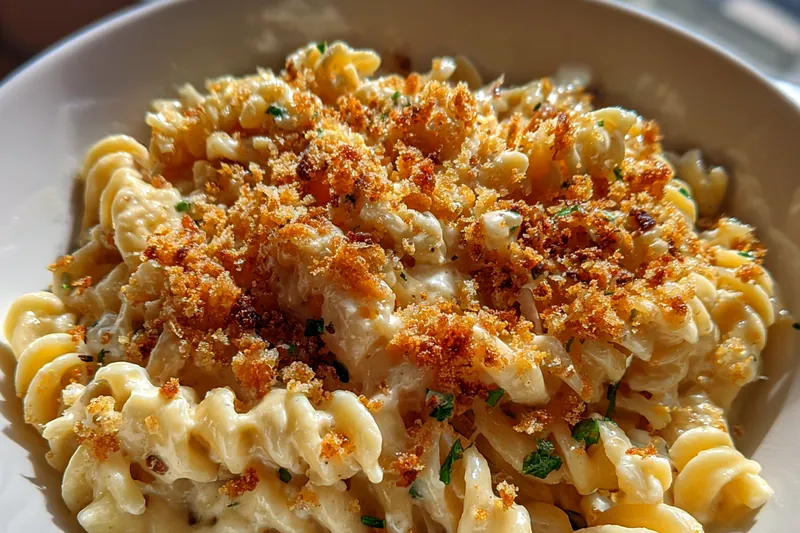 Cooking process for Creamy Garlic Cheese Pasta