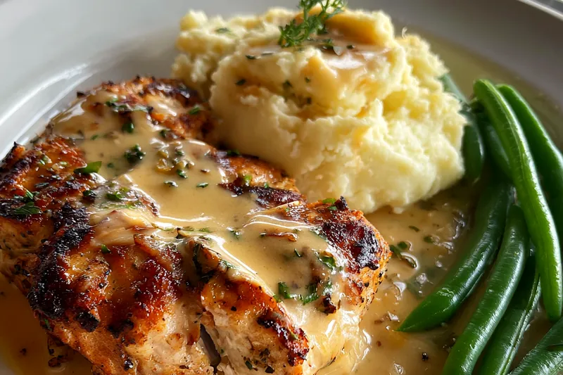 Cooking process for Creamy Garlic Chicken Dinner