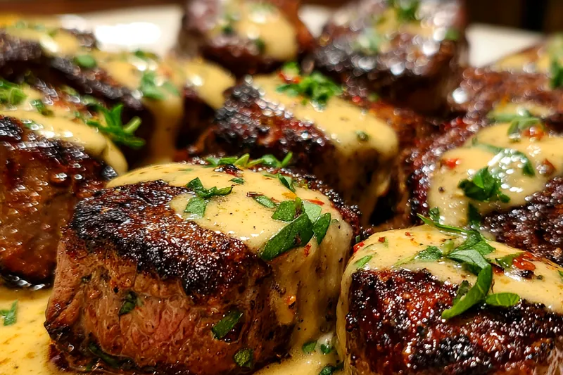 Cooking process for Creamy Garlic Grilled Steak