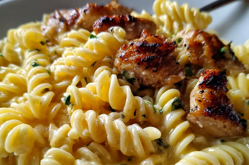 Cooking process for Creamy Herb Chicken Pasta