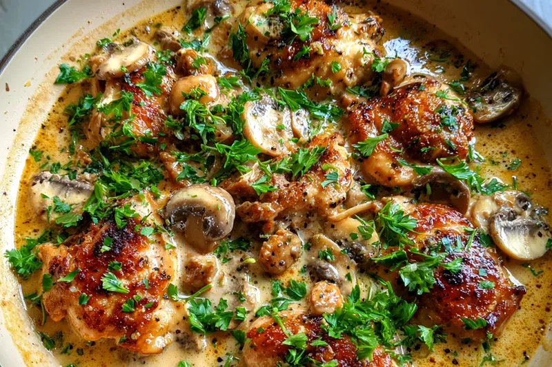 Cooking process for Creamy Mushroom Chicken Delight