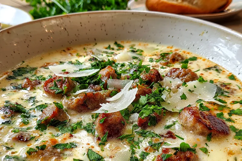 Fresh ingredients for Creamy Sausage Parmesan Soup